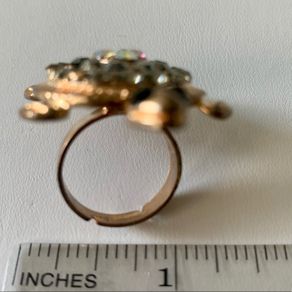 Turtle Ring Grey Crystals Adjustable - image 4